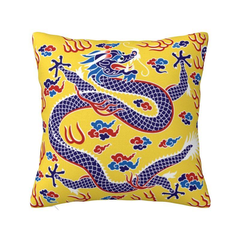 Custom Gold Chinese Dragon Totem Cushion Cover 40x40cm Tradition Asian Mythology Velvet Nordic Pillows for Sofa