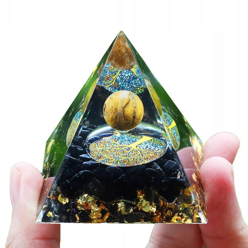 Pyramid Orgonite + Led Lamp Base 5Cm Crystal Stones Amulet 5Cm Hx13