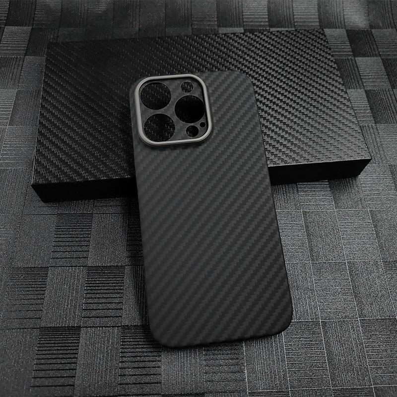 Kevlar Phone Case IPhone 15 Series Ultra Thin Matte Full Cover Shockproof Carbon Fiber Design Business Style