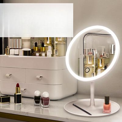 Oglindă de machiaj LED cu lampă Tip de masă Lumină de umplere pentru femei Oglindă mică Cămin pentru studenți Oglindă portabilă de birou mică de machiaj
