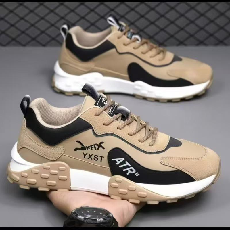 Spring men's shoes trend versatile men's sports shoes leather Martin shoes breathable soft sole running shoes student casual shoes