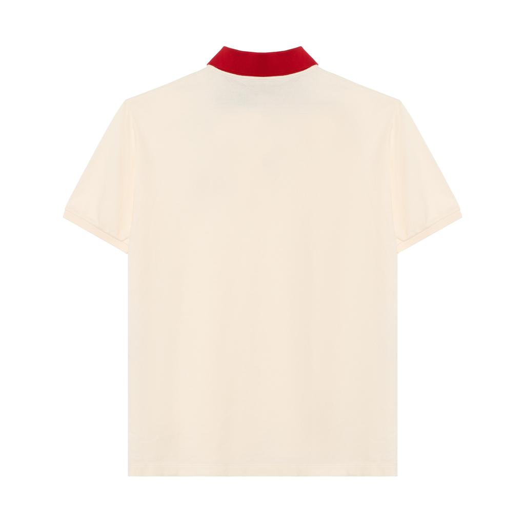 Gucci Contrast Collar Logo Printed Polo Shirt For Men Cream Men's 574086-XJA6C-9244