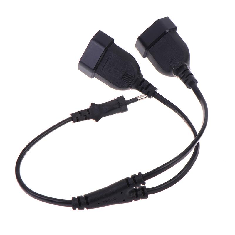 4.0Mm Cee7/16 Eu 2 Prong Male To Female Dual Output 2 Ways Outlet Extension Cord European M/F Power Splitter Cable