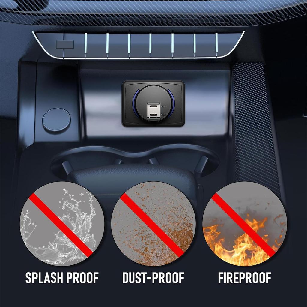 RV Modification ChargesCamper PD Type C Charger Socket 12-24V Duals USB ChargerCaravan Accessories Bus Boat QC3.0 Charger