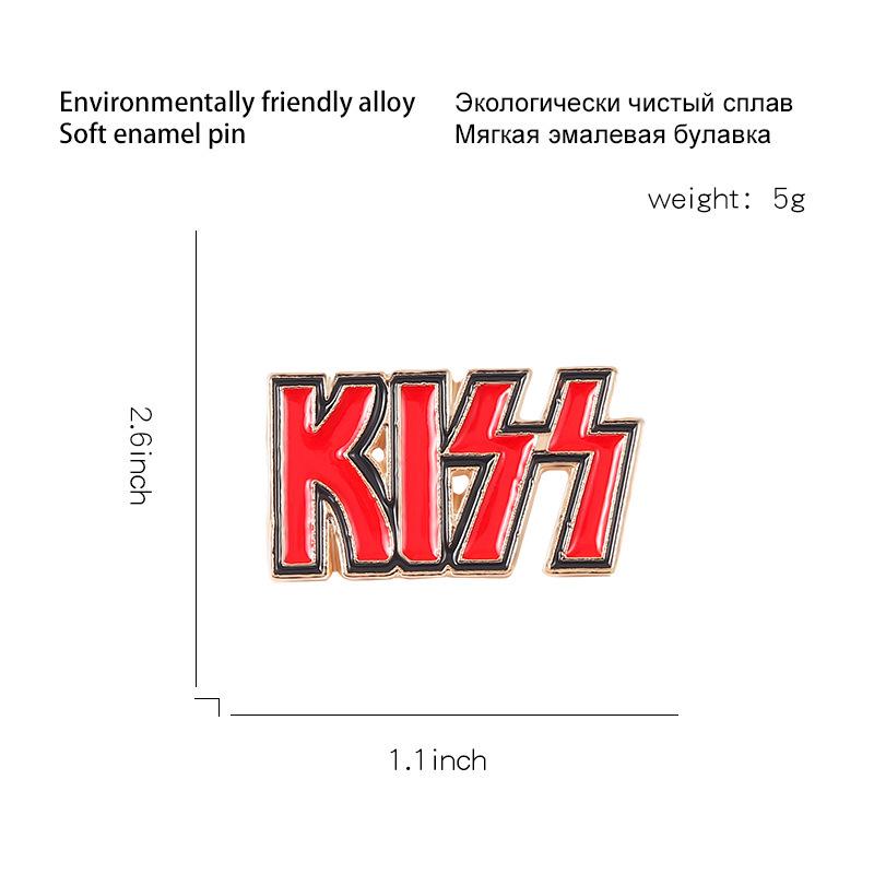 European & American Alloy KISS Band Brooch - Enamel Badge Pin for Bags & Clothing