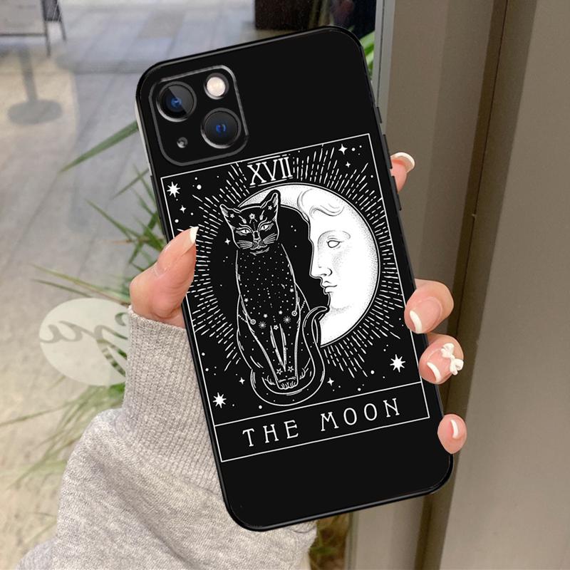 Moon Tarot Witch Cat Phone Case For iPhone 16 15 14 Pro Max 11 12 13 Pro Max Mini XR 16 15 Plus 16e Back Cover