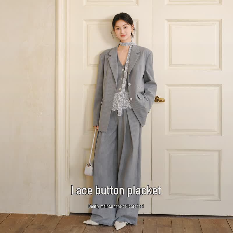 Women's Gray Commuter Three-Piece Suit Set