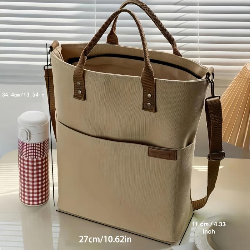 Japanese Style Thickened Nylon Tote Bag with Multi Pockets, Casual Student Laptop Shoulder Crossbody Bag Lightweight Durable