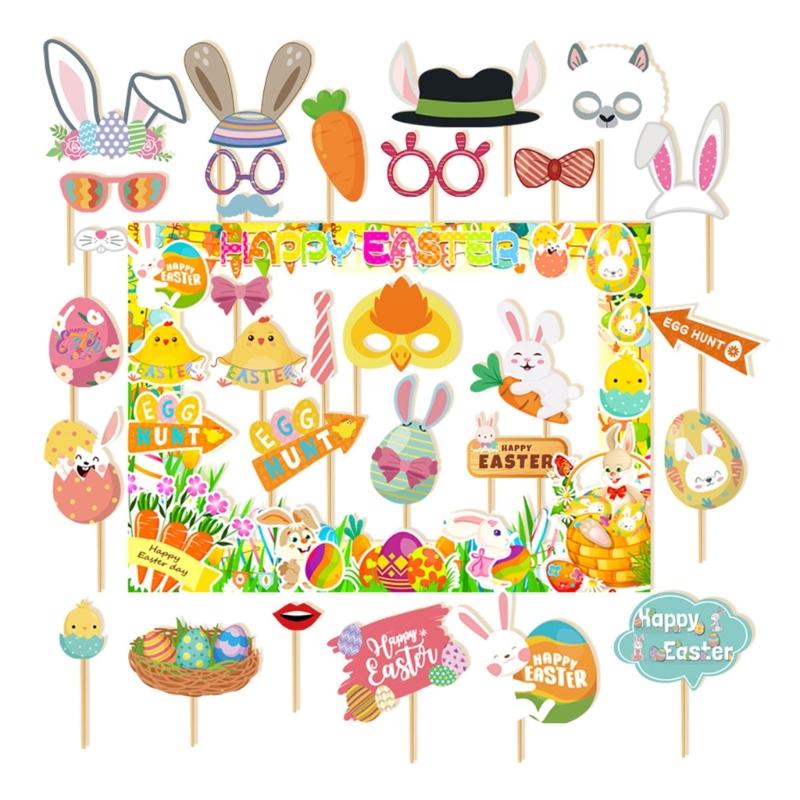 

Fun Photo Frame with 30Pcs Handheld Paper Photography Props for Family Gatherings Holiday Party Decoration 1