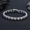 Romantic Hip Hop Jewelry Heart Zircon Tennis Bracelet Iced Out CZ Heart Tennis Bracelet for Women Valentine's Day Gift