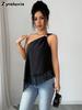 Sommer Neues Metall-Schnallen-Spitzen-Patchwork Unregelmäßiger Lockerer Rückenfreier Weste für Damen