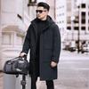 Męska zimowa kurtka puchowa do kolan z odpinaną podszewką - Ciepła, Gruba, Business Casual
