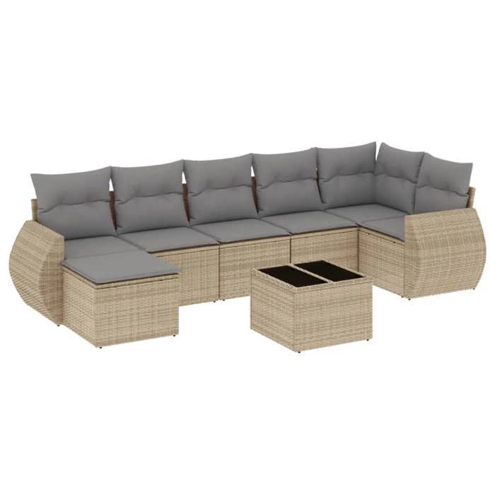 VidaXL Salon de Jardin avec Coussins 8 pcs, Canapés de Terrasse, Ensemble de Meubles de Patio, Mobilier d'Extérieur, Beige 3221688