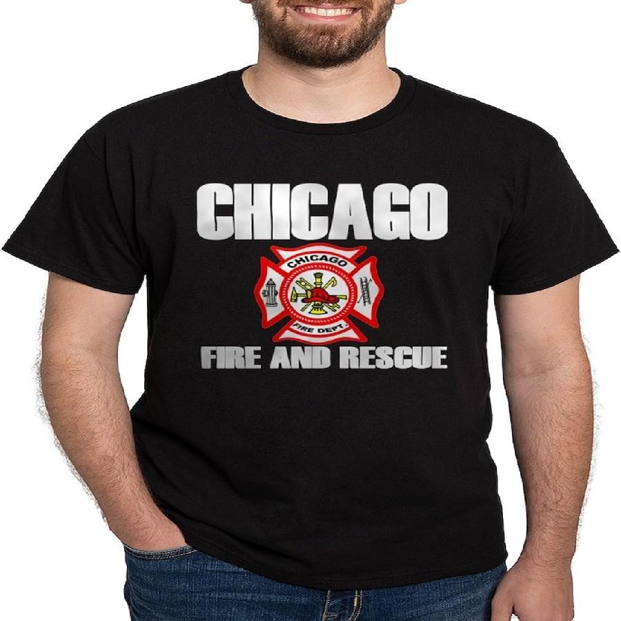 CafePress Chicago Fire Department Dark T Shirt Men s 100% Cotton, Classic Graphic Dark T-Shirt S