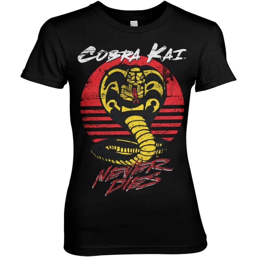 Женская футболка Cobra Kai с официальной лицензией  Никогда не сдавайся  (черный) S