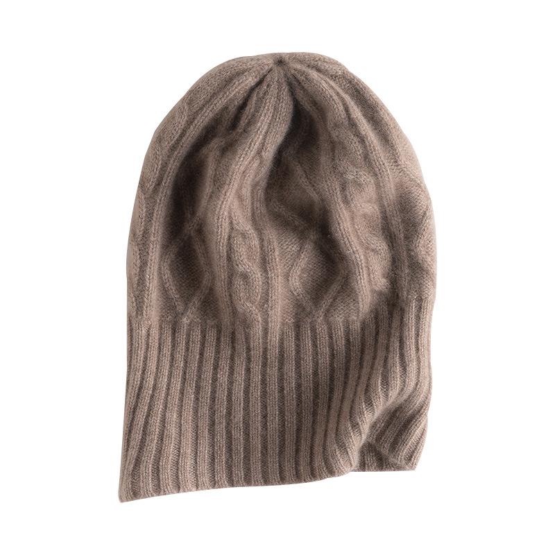Women's 100% Pure Cashmere Cable Knit Hat, Autumn/Winter Korean Style Turban Hat - New Fashion Warm Hat