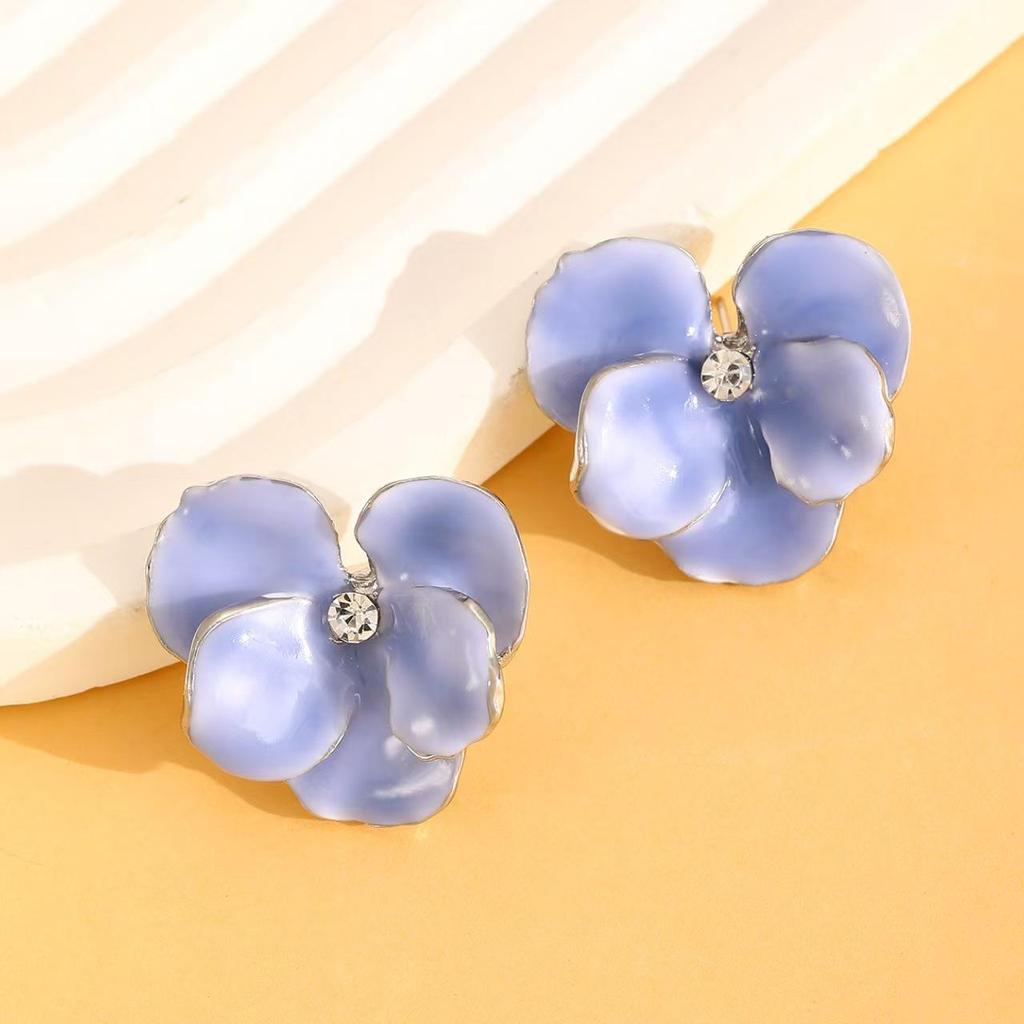 Trendy Multicolor Flower Drop Earrings for Women – Elegant & Slimming European/American Style