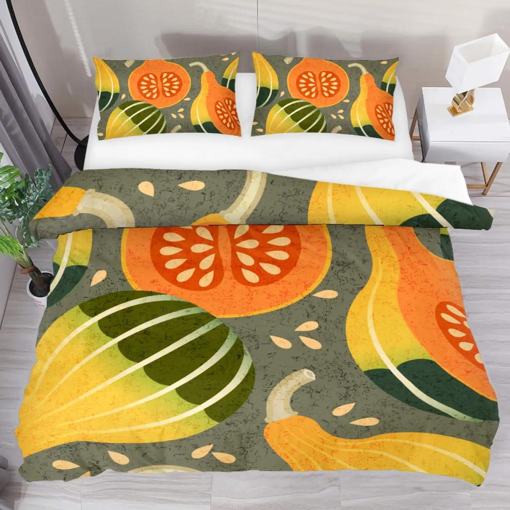 Autumn Pumpkin Truck Soft Duvet Cover Hapy Fal Thanksgiving Beding Set for Children Festival Gifts Comfortable Quilt Cover Bedrom Decoration