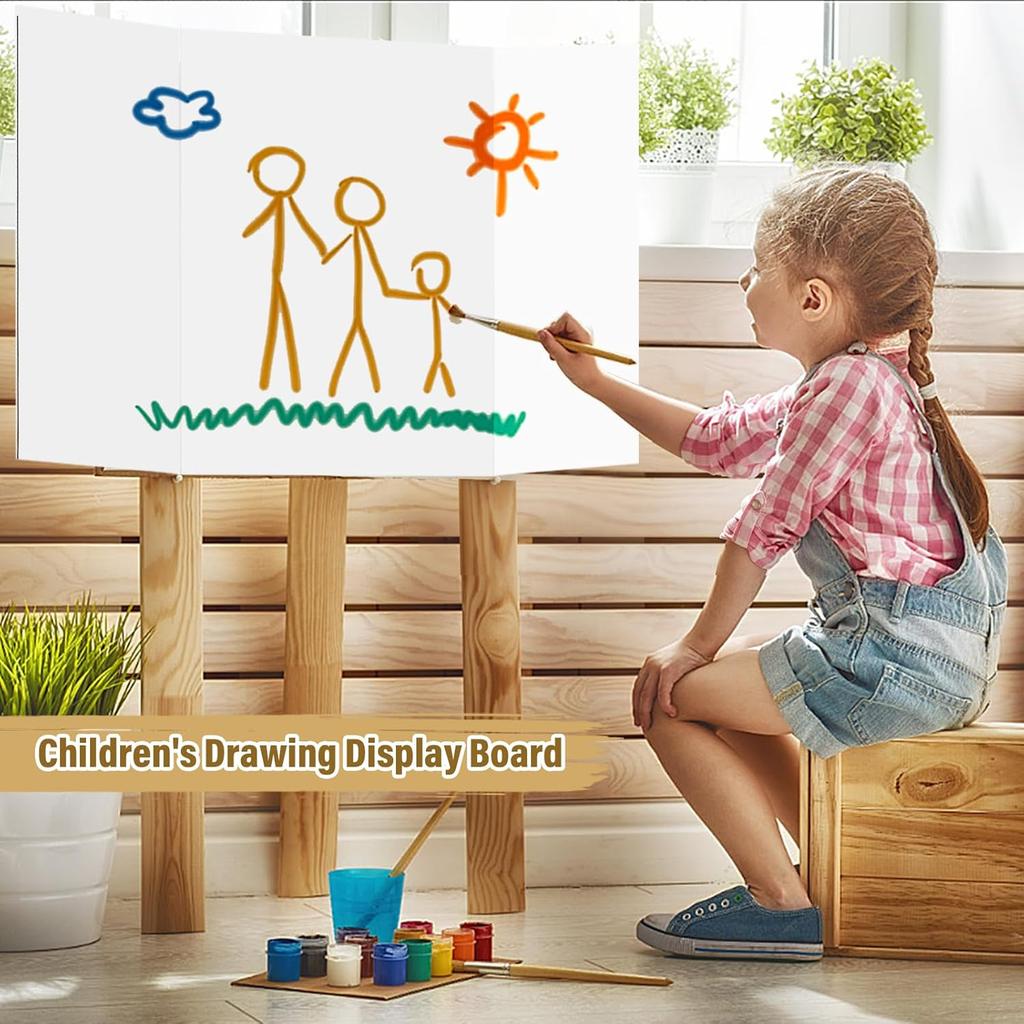 4 Pcs Trifold Poster Board, 21.5x14 inches Small White Poster Board Comes with Sticky Accessories, Corrugated Presentation Boards, Display Board for