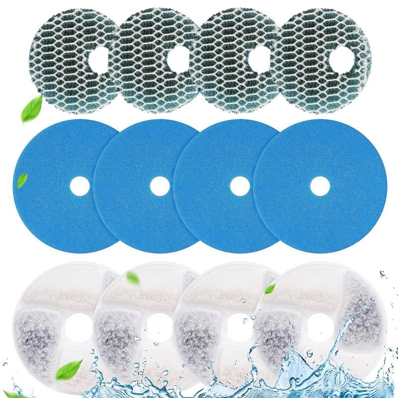 4 Sets Cat Water Fountain Filters Replacement for Stainless Steel Automatic Cats Feeder Pet Fountain Filter Pet Accessories