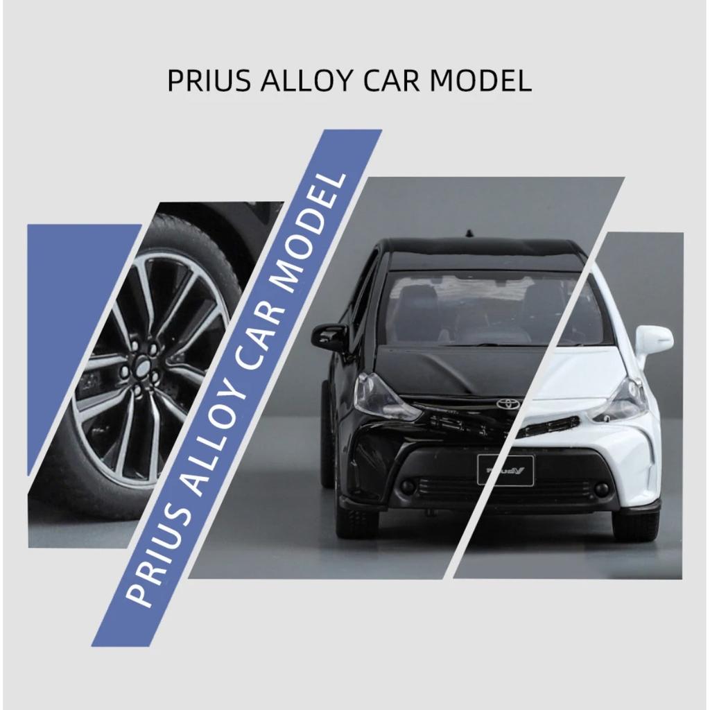 1/32 TOYOTA PRIUS Alloy Car Model Diecast Metal Vehicles Car Model Sound and Light Simulation Collection Childrens Toy Gift