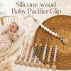 Lightweight Pacifier Clip Silicone Wood Soother Holder Baby Teething Chain  StrollerMinimalist