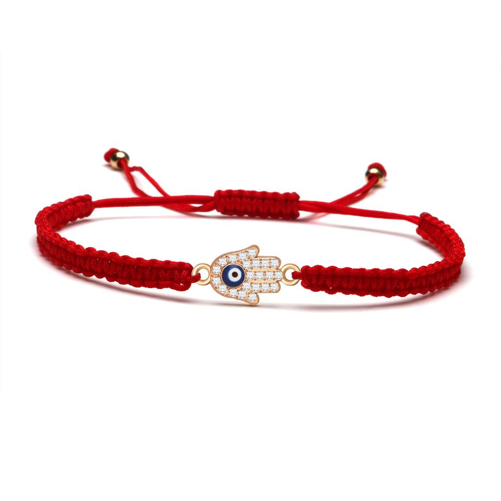 Red Rope Zinc Alloy Hamsa Hand Evil Eye Charm Bracelet Women Fashion Fatima Black Cord Adjustable Jewelry Gift