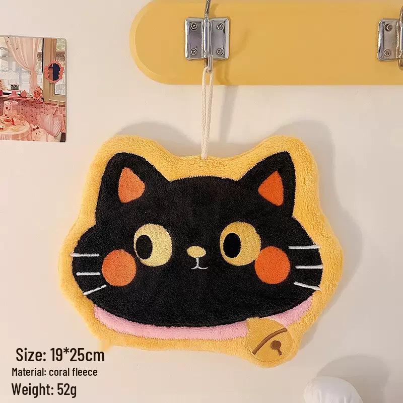 Coral Fleece Cat Hand Towel for Kitchen & Bathroom