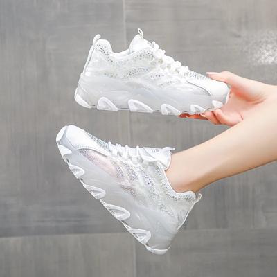 Strassschuh Frau Sneaker Sommer Mesh Atmungsaktiv Lässige Plateauschuhe Damen Laufschuhe Sport Vulkanisierte Schuhe Keilschuhe