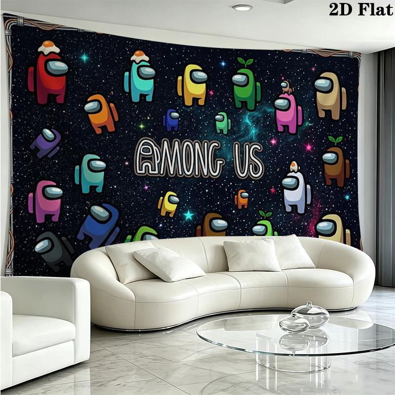 Among Us Wall Tapestry Aesthetic Wall Hanging Printed Fabric Blanket Decorative Tapestries for Bedroom Living Room Home Decor
