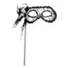 Feather Masquerade Mask with Stick for Women, Lace Eyemask Masquerade Half Face Mask Masquerade Costume Accessories