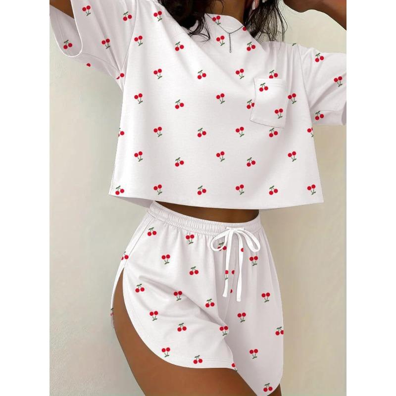 IHUASU Women's Fashion Casual Short Sleeve O-Neck Pants Suits