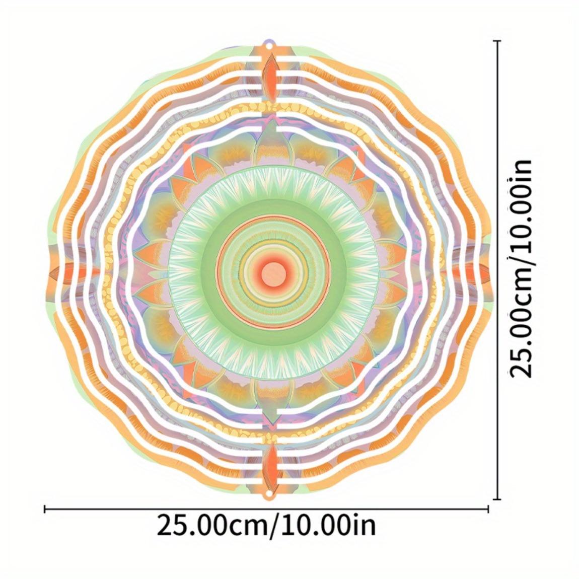 

10-дюймовый богемный мандала колокольчик ветра металлический декор для сада с вращающимся на 360 градусов крючком, батарейки не требуются, идеальный подарок для улицы, патио, двора 01A