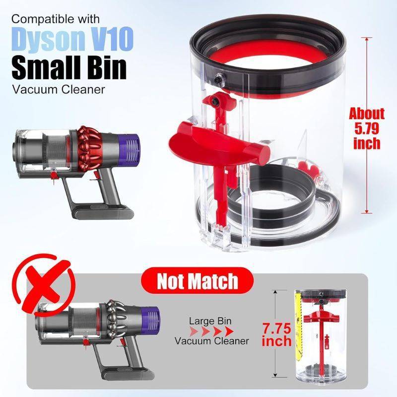 For Dyson V10 Sv12 Vacuum Dustbin Container With Abs Material And Manual Control For Home Cleaning