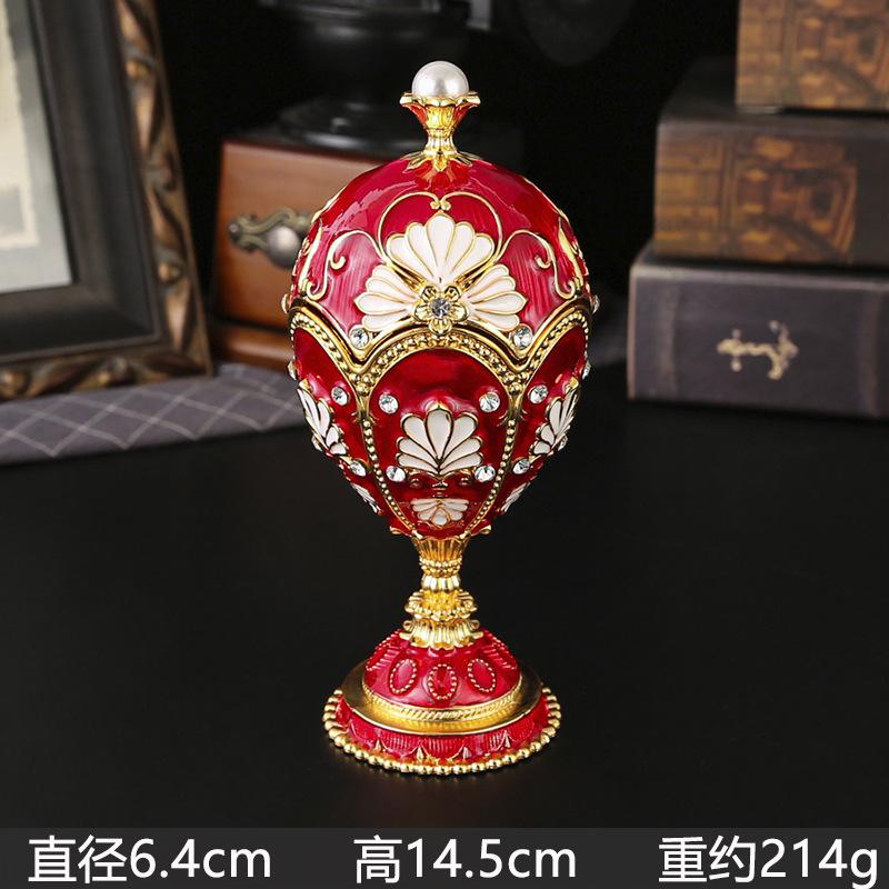 

Luxury Enamel Colors Pearl Egg Jewelry Box High Foot Decorative Box Metal Crafts Desktop Gift Box Small Ornament Home Decor