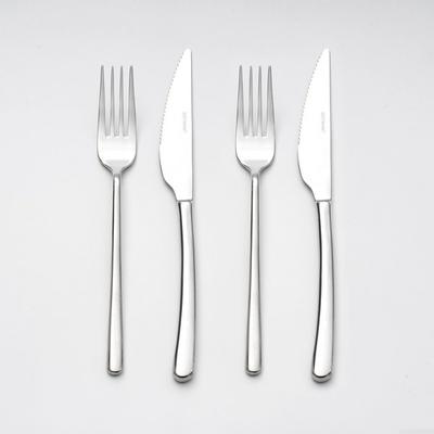 Eastmark Besteck Steakgabel + Messerset für 2, Speisegabel 2 Stück + Steakmesser 2 Stück, 1 Set, Koreanisches beliebtes Geschirr