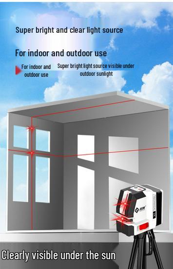 Compact High-Precision 2-Line Laser Level with Strong Light and Infrared Technology