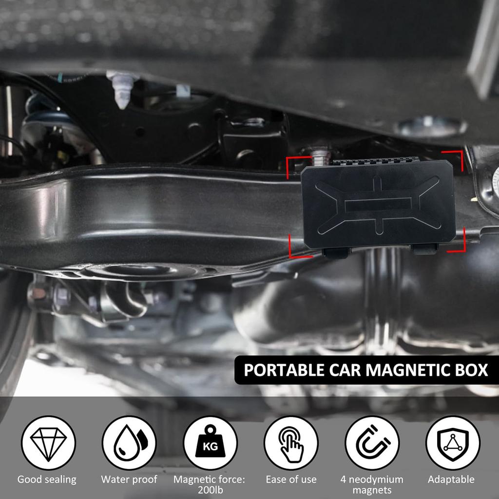 Under-Car Hidden Magnetic Storage Box, Waterproof Portable Tactical Tool Case for Camping