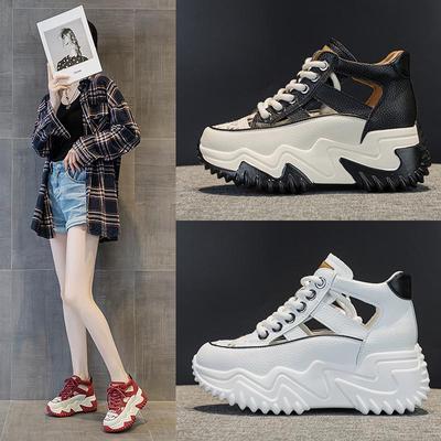 Innen Erhöhung 7CM Leder Daddy Schuhe Damen Frühling All Match Plattform Muffin Rest
