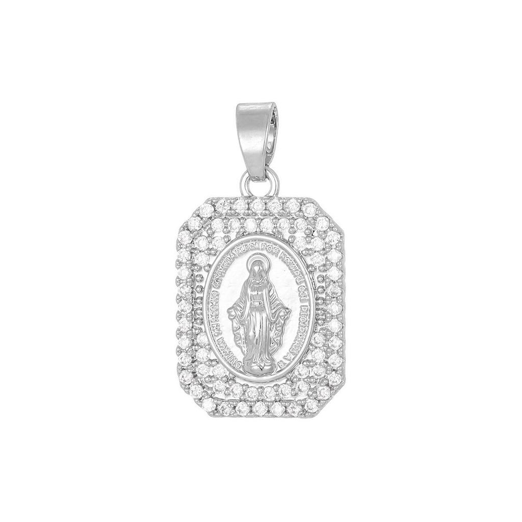 Virgin Mary Gold-Plated Zirconia Pendant Clavicle Necklace for Women