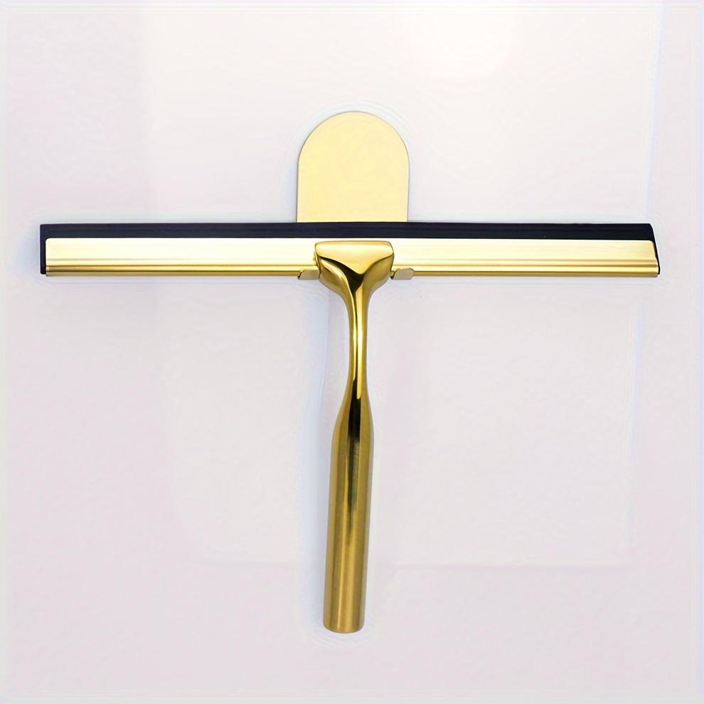 1 Duschskrapa och fönsterskrapa i rostfritt stål, Ergonomiskt handtag, Sömlös silikonfilm, Självhäftande krok, Lämplig för badrum, kakel, bilfönster