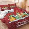 3pc Christmas Music Guitar Print Red Chipless Bedding Set Soft and Comfortable Bedroom Dormitory Multiple Sizes Machine Washable