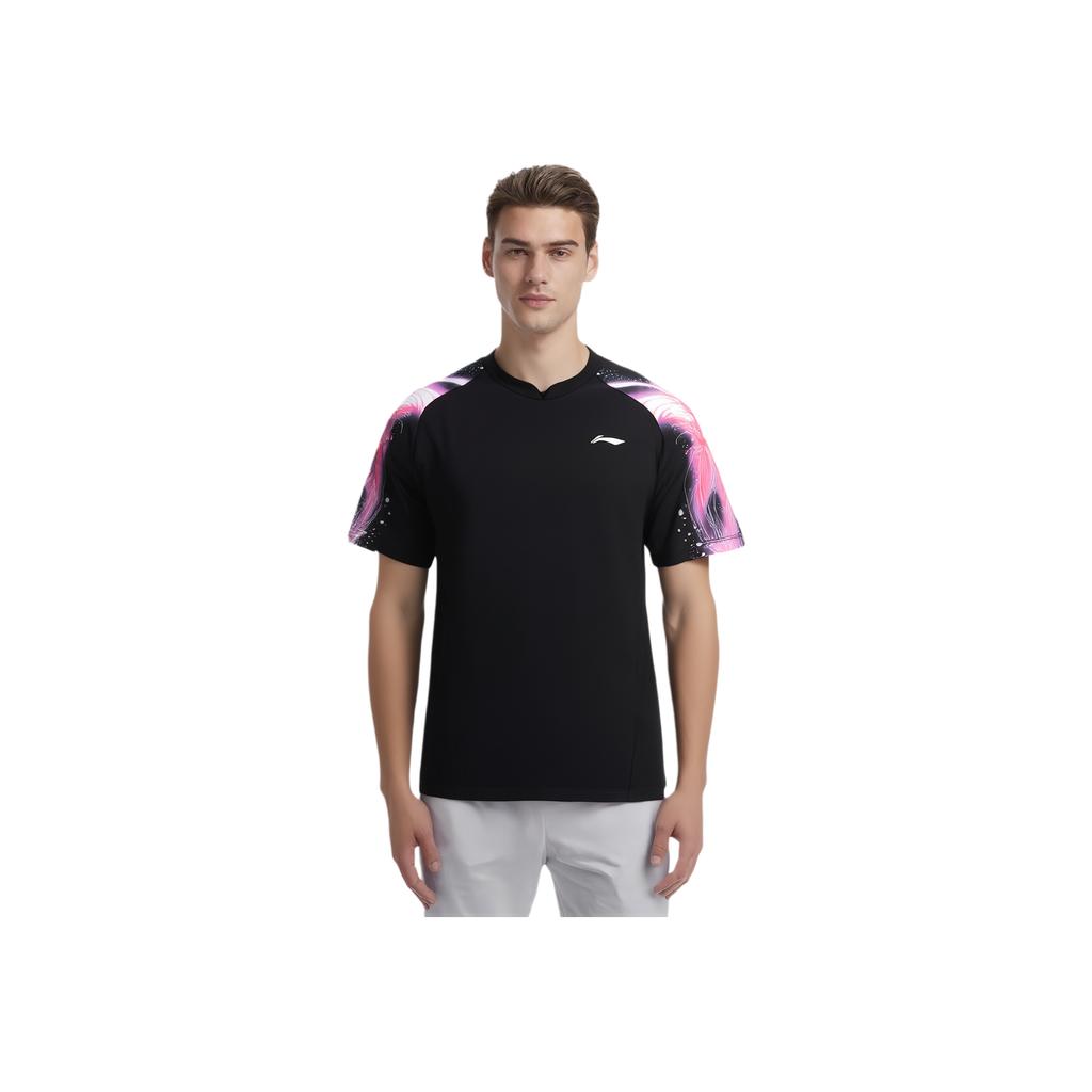 Li Ning Comfortable Breathable Short Sleeve Table Tennis Competition T-Shirt Men Tops Black AAYV069-1