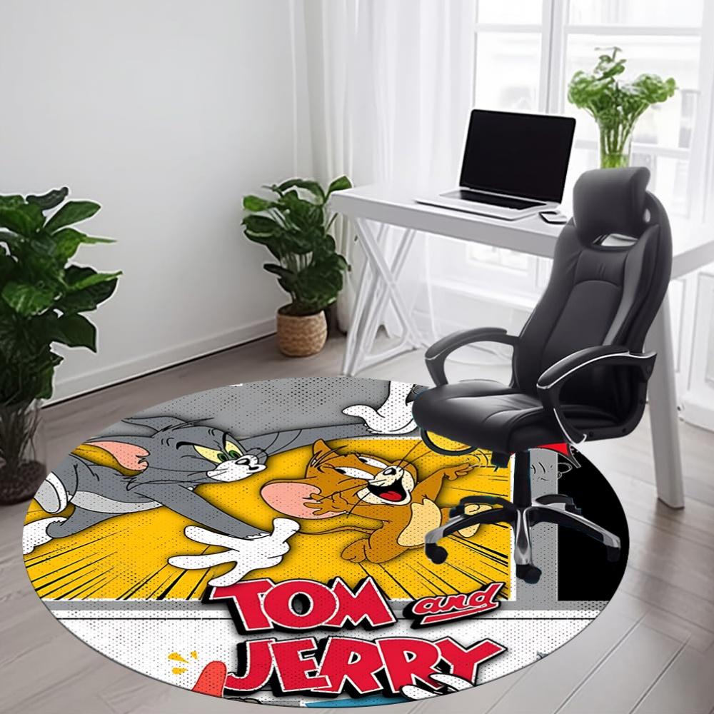 1 Stück Tom und Jerry Büro Runder Teppich, Unter Bürostühlen Schlafzimmer Wohnzimmer Heimdekoration, Raumdeko, In Verschiedenen Größen Erhältlich