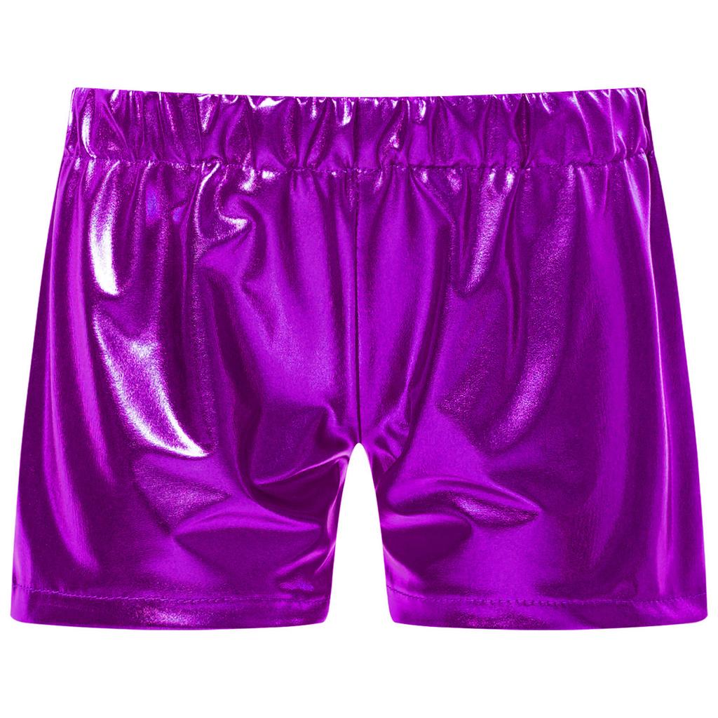 Pantaloncini da Ballo Metallici per Ragazze Vita Elastica Design Scintillante Costume di Scena Fondo