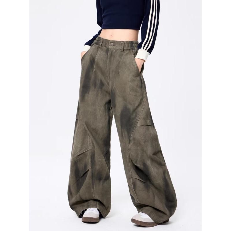 JYL Men s Straight Jeans Niche Pleated Patch Vintage Trendy Wide-Leg Denim M кирпич красный