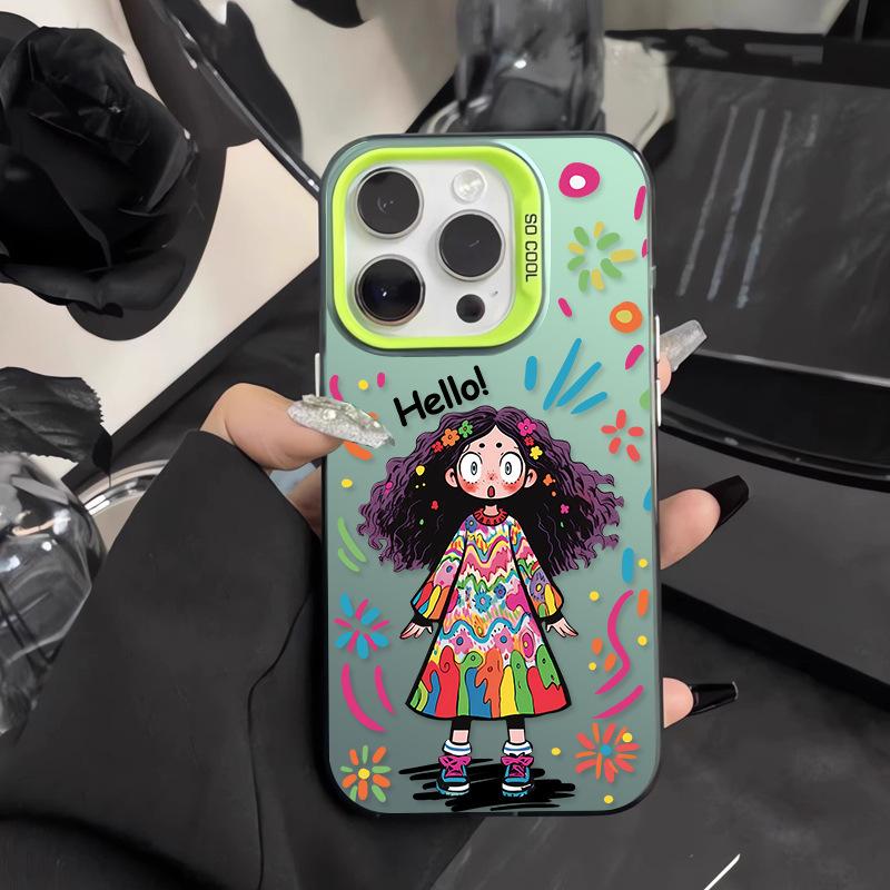 

Чехол для телефона IMD Cute Curly Hair Doodle Girl для iPhone 11 12 13 14 15 Pro Max 13 Pro Max 12 Pro Max Чехлы Чехол Ударопрочный чехол For iPhone 12 Pro Max