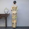 Guofeng improved cheongsam dress, new dignified catwalk Hanfu seven-quarter-sleeved long slim-fitting performance clothes