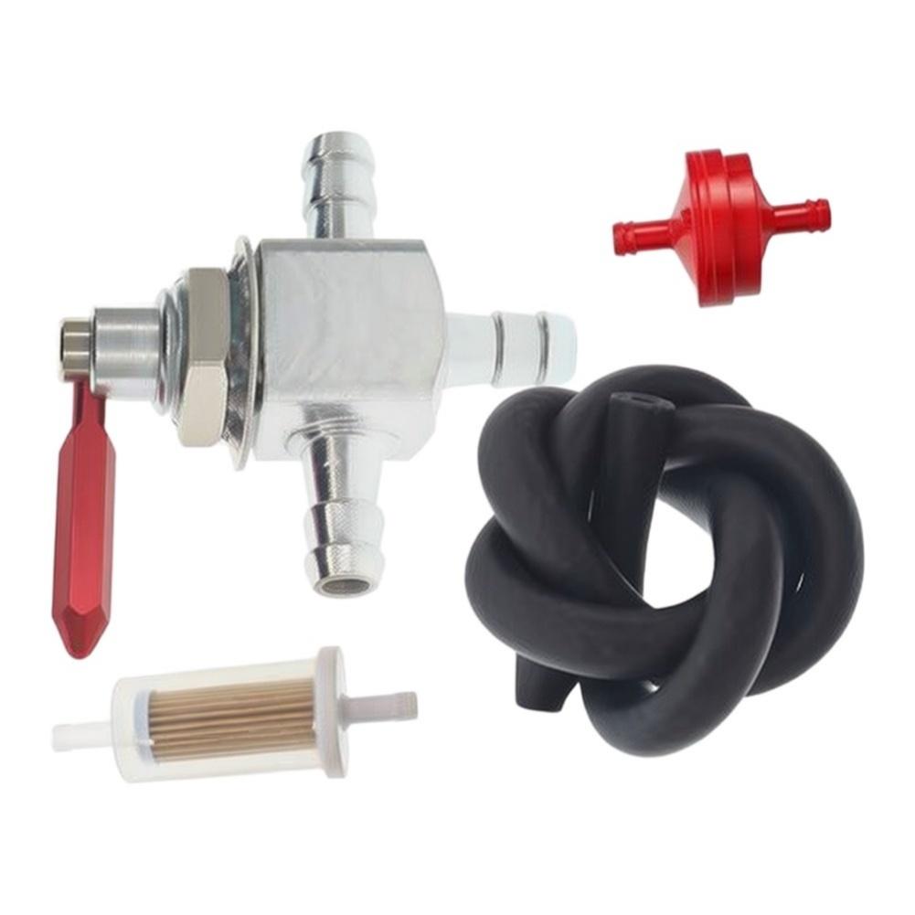 For Dual Tank Systems As Shown 2-Way Fuel Valve Inline Filter Set Metal Construction On-Off-On Switch 14 Inch Barb