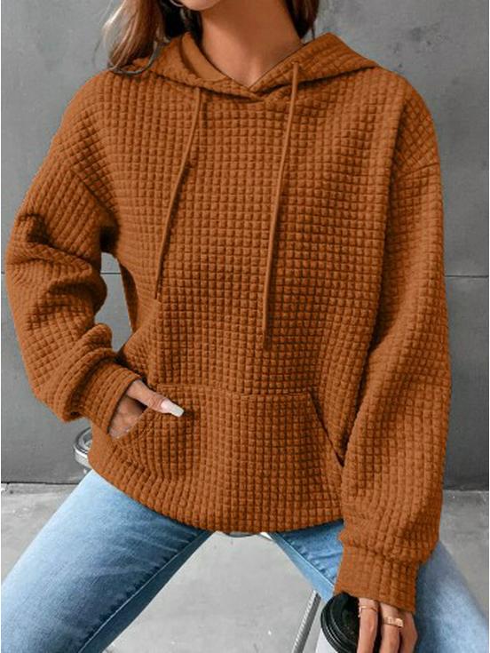 Women's 2023 Loose Pullover Hoodie with Kangaroo Pocket, Long Sleeve, Drawstring, Drop Shoulder